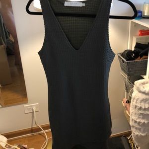Astr olive green waffle body con dress